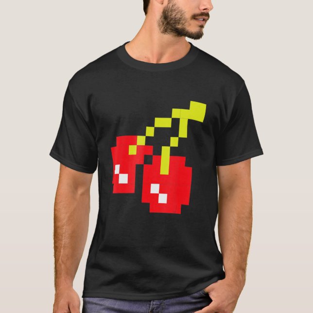 Pixel Cherries 80s Video Game Halloween Costume Ea T-Shirt (Front)
