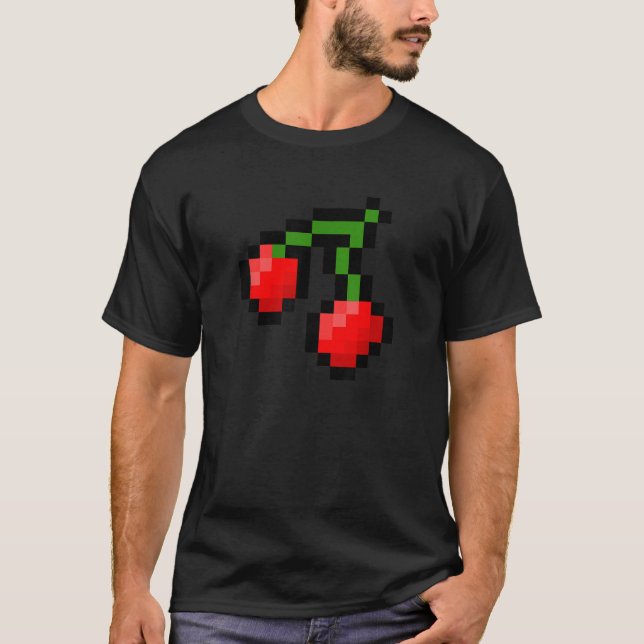Pixel Cherries 8 bit 80s Video Game Halloween Cost T-Shirt (Front)