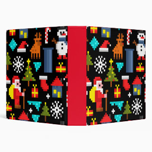 Pixel Christmas 3 Ring Binder