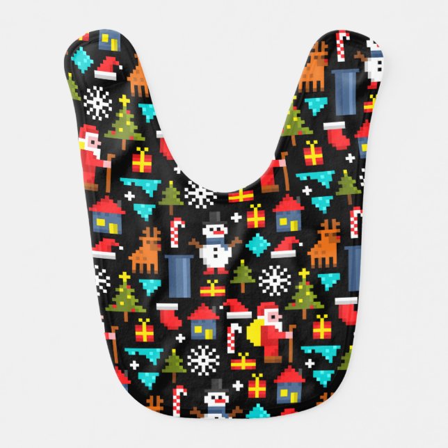 Pixel Christmas Baby Bib (Front)