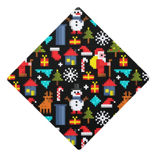 Pixel Christmas Graduation Cap Topper (Front)
