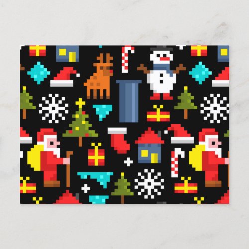 Pixel Christmas Holiday Postcard