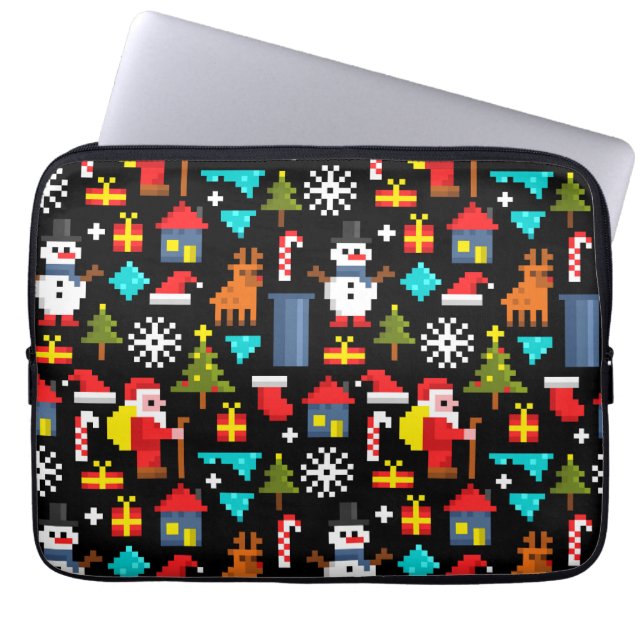 Pixel Christmas Laptop Sleeve (Front)