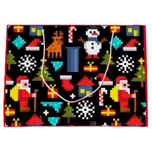 Pixel Christmas Large Gift Bag