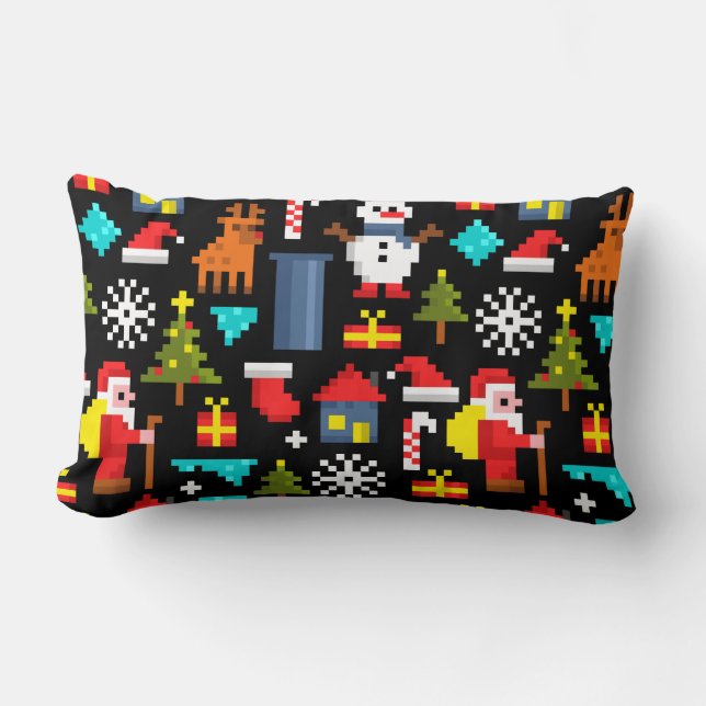 Pixel Christmas Lumbar Pillow (Front)