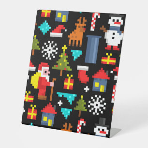 Pixel Christmas Pedestal Sign