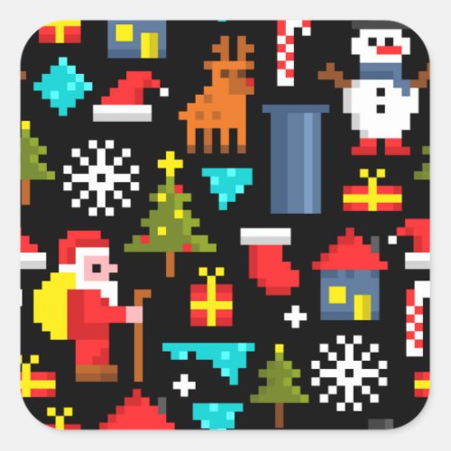 Pixel Christmas Square Sticker