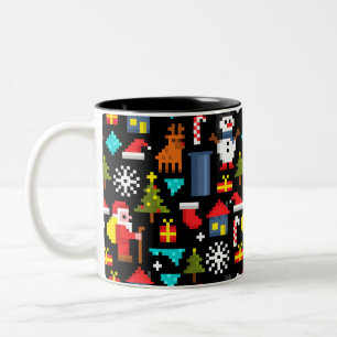 Pixel Christmas Two-Tone Coffee Mug