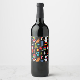 Pixel Christmas Wine Label