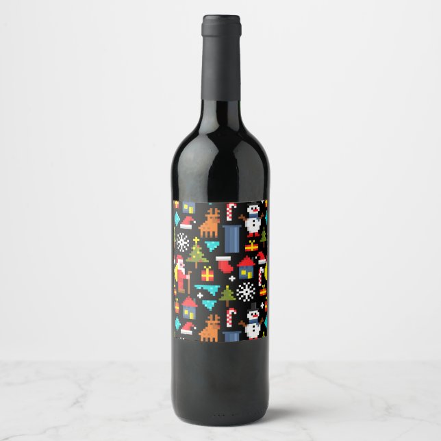 Pixel Christmas Wine Label (Front)