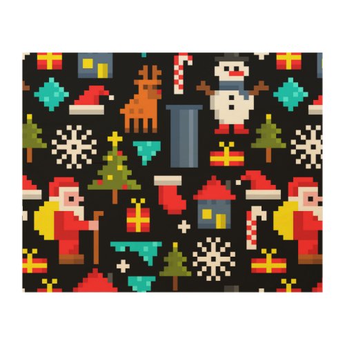 Pixel Christmas Wood Wall Art