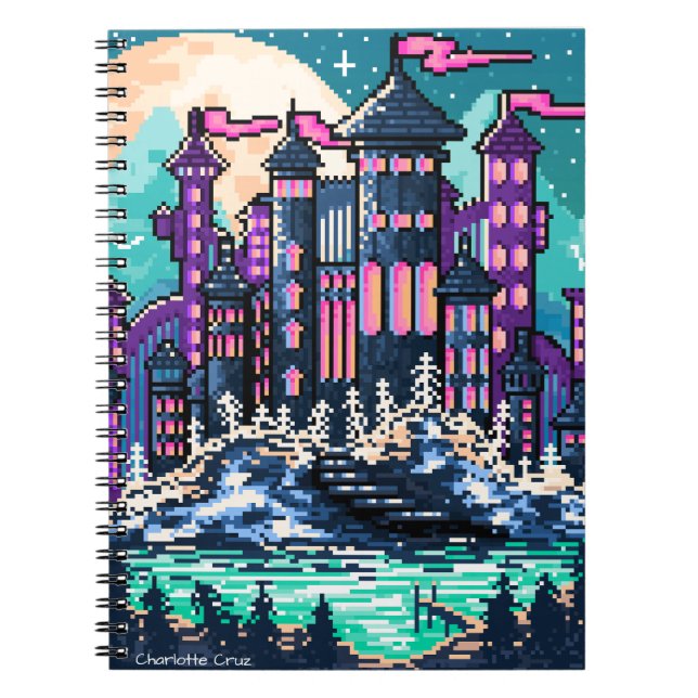 Pixel colorful castle  notebook (Front)
