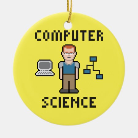 Pixel Computer Science Circle Ornament