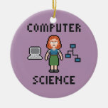 Pixel Computer Science - Female - Circle Ornament at Zazzle