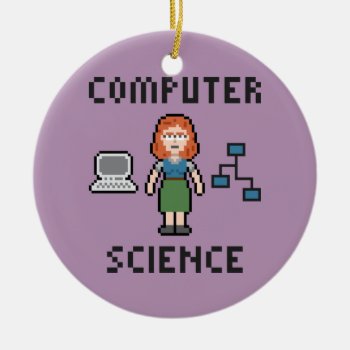 Pixel Computer Science - Female - Circle Ornament by LVMENES at Zazzle