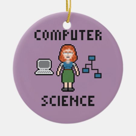 Pixel Computer Science - Female - Circle Ornament