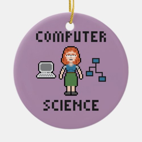 Pixel Computer Science _ Female _ Circle Ornament
