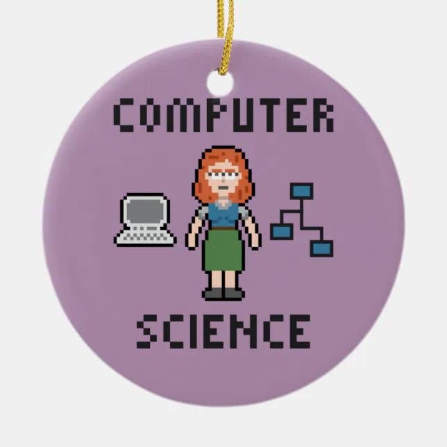 Pixel Computer Science - Female - Circle Ornament | Zazzle