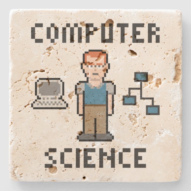 Pixel Computer Science Travertine Coaster (Front)