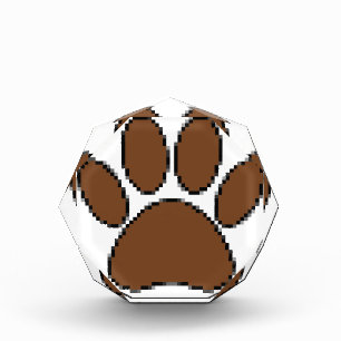 Pixel Dog Paw Print Acrylic Award