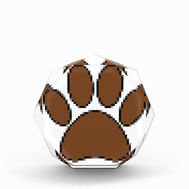 Pixel Dog Paw Print Acrylic Award (Front)
