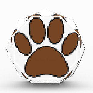 Pixel Dog Paw Print Acrylic Award