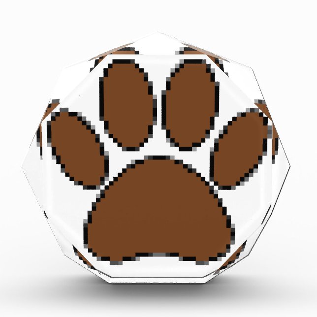 Pixel Dog Paw Print Acrylic Award (Front)
