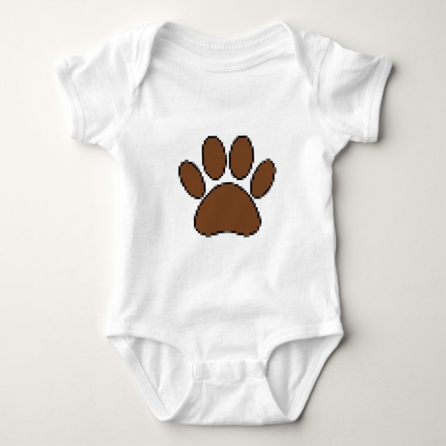 Pixel Dog Paw Print Baby Bodysuit (Front)