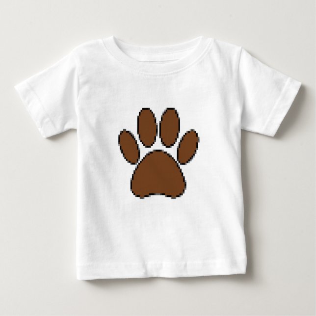 Pixel Dog Paw Print Baby T-Shirt (Front)