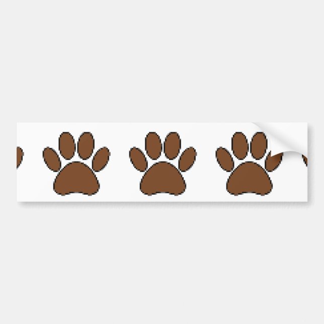 Pixel Dog Paw Print Bumper Sticker (Front)
