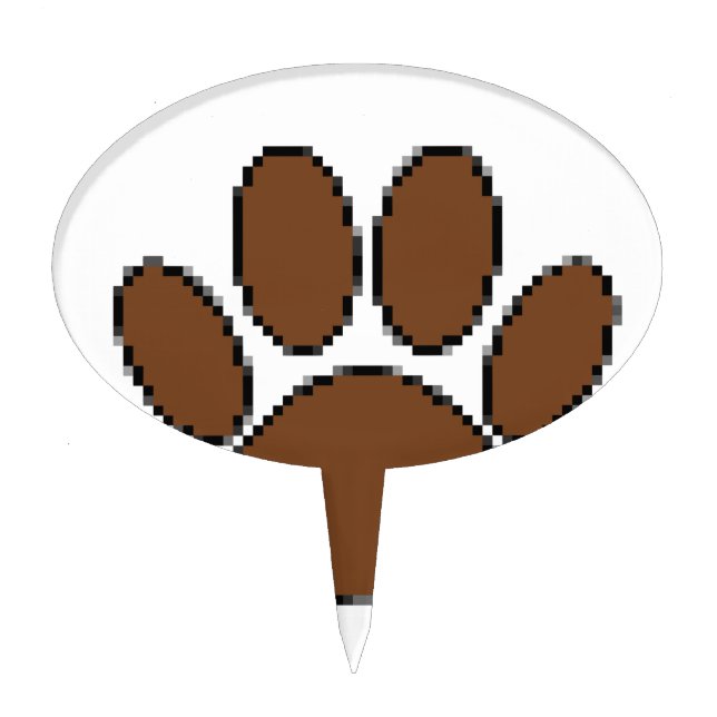 Pixel Dog Paw Print Cake Topper (Front)