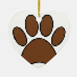 Pixel Dog Paw Print Ceramic Ornament