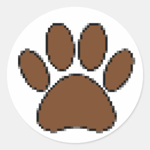 Pixel Dog Paw Print Classic Round Sticker