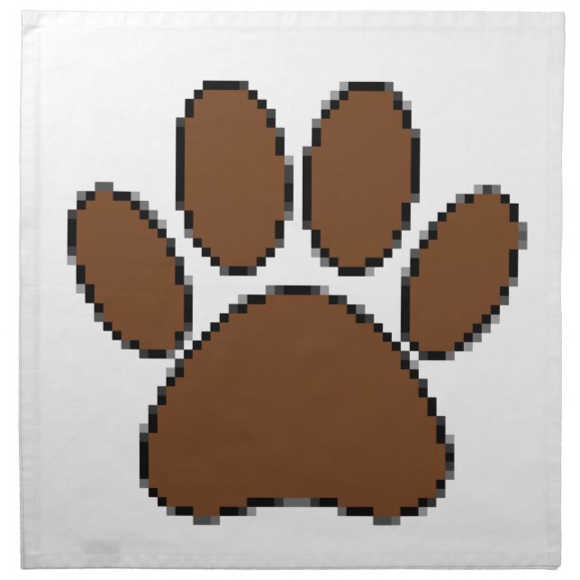 Pixel Dog Paw Print Cloth Napkin (Front)