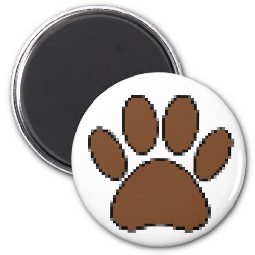 Pixel Dog Paw Print Magnet