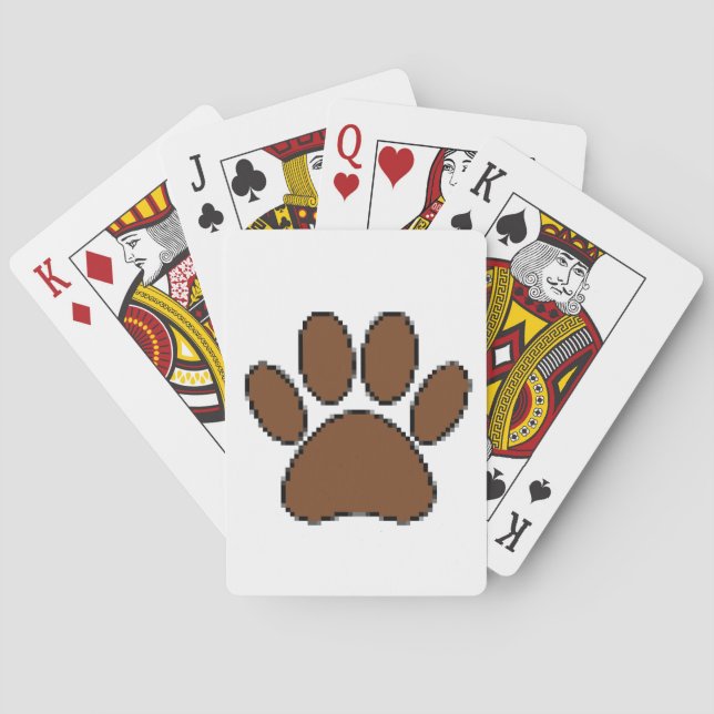 Pixel Dog Paw Print Poker Cards (Back)