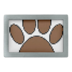 Pixel Dog Paw Print Rectangular Belt Buckle