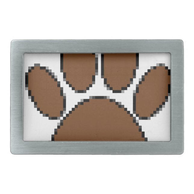 Pixel Dog Paw Print Rectangular Belt Buckle (Front)