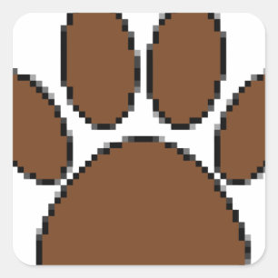 Pixel Dog Paw Print Square Sticker