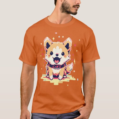 Pixel dog with sparkles T_Shirt