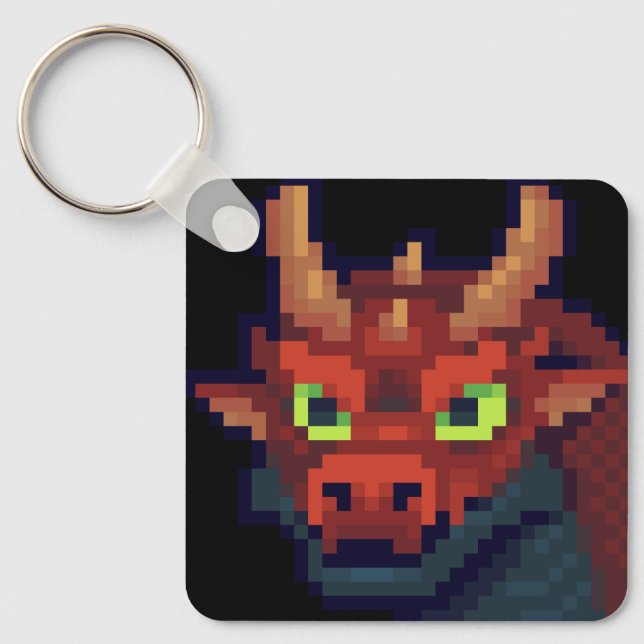 Pixel dragon key hanger keychain (Front)