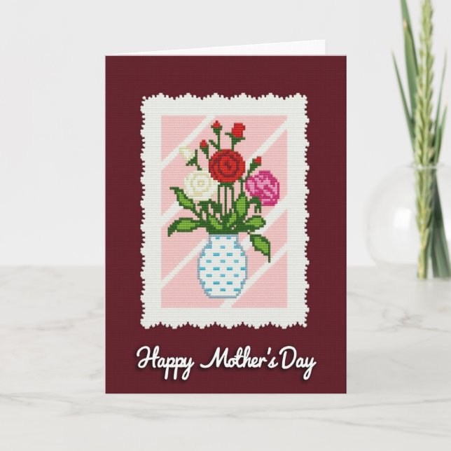Pixel Floral Bouquet Card (Front)