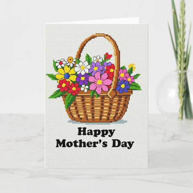 Pixel Floral Mothers Day Card (Front)