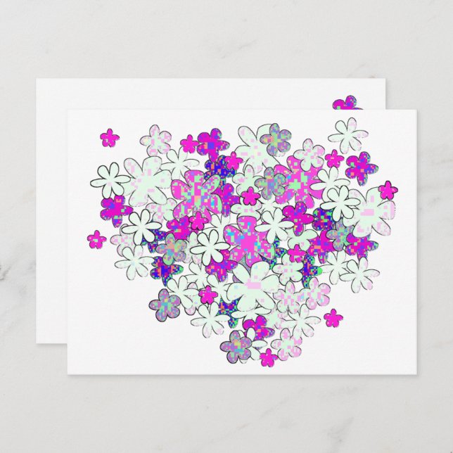 Pixel Flower Bunch Postcard (Front/Back)