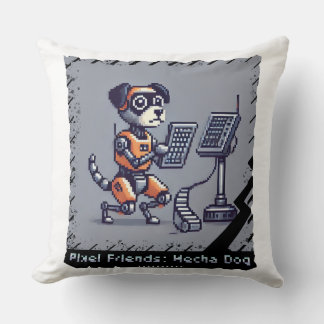 Pixel Friends: Mecha Dog (Robot Dog) Throw Pillow