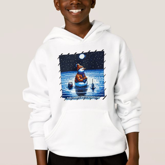 Pixel Friends: Winter Wonderland #16 (snowman) Hoodie (Front)