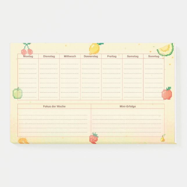 pixel fruit weekly planner post-it notes (Front)