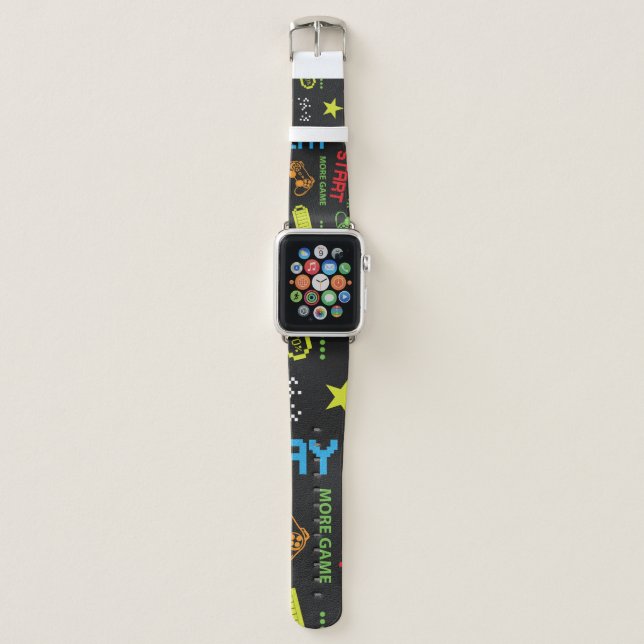 Pixel Game Style: Abstract Seamless. Apple Watch Band (Front)