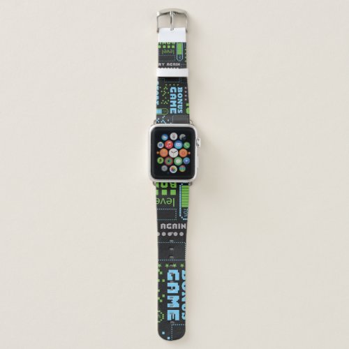 Pixel game style abstract seamless pattern apple watch band