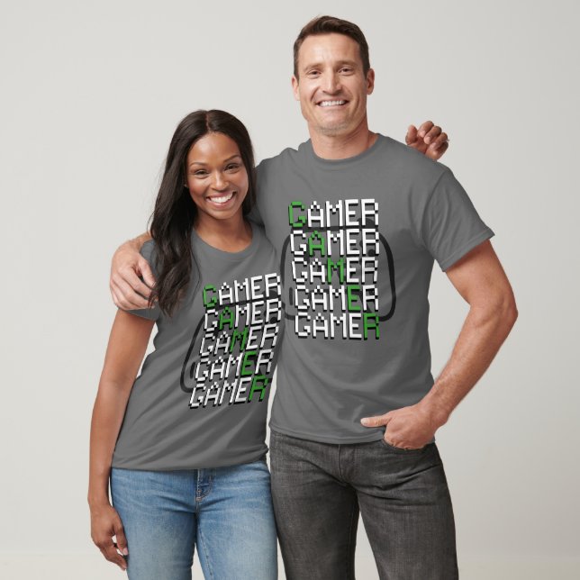 Pixel Gamer Gaming Typography Retro T-Shirt (Unisex)